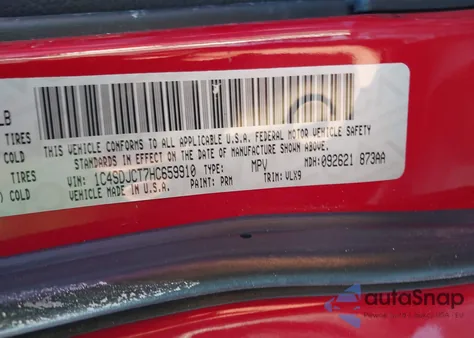 2017 Dodge Durango R/T Awd z USA, uszkodzony, nr VIN 1C4SDJCT7HC659910